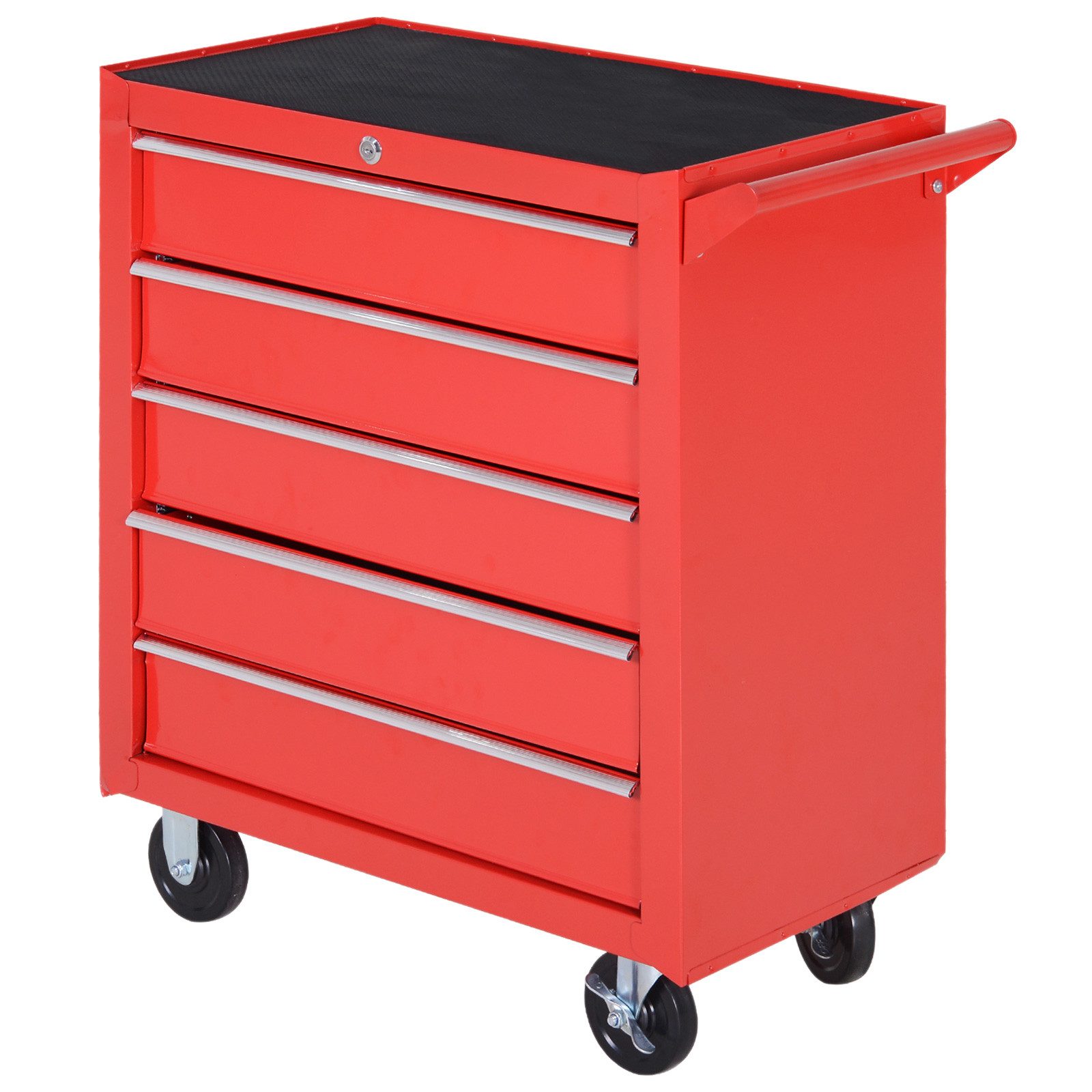 furnicato Werkzeugwagen DURHAND Rollschrank Werkzeugschrank 69x33x75 cm Rot, 5 Schubladen, (1-tlg)