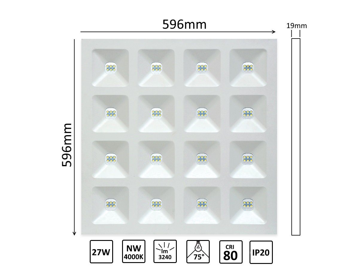 27W LED Panel Neutralweiß Panel LED 4000K LED-Line 60x60cm Slim Deckenleuchte 3240lm