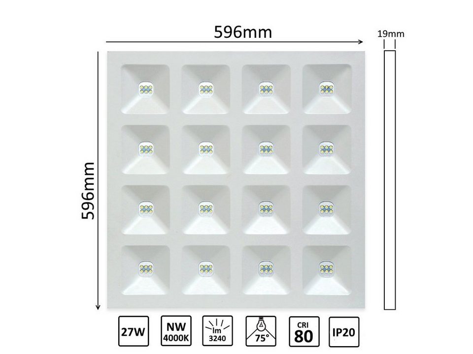 LED-Line LED Panel LED Panel 27W 60x60cm Deckenleuchte Neutralweiß 4000K  3240lm Slim