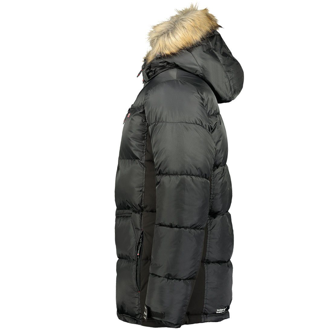 Kapuze, Größen: 7XL warme, Herren, Winterjacke Winterparka, Jacke, S Danone Geographical Übergrößen, mit Schwarz bis abnehmbarer Norway