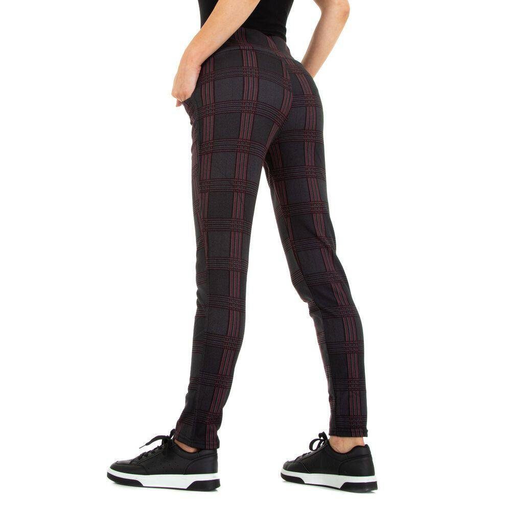 Freizeit Weinrot Stoffhose Gestreift Stretch Stoffhose in Damen Ital-Design