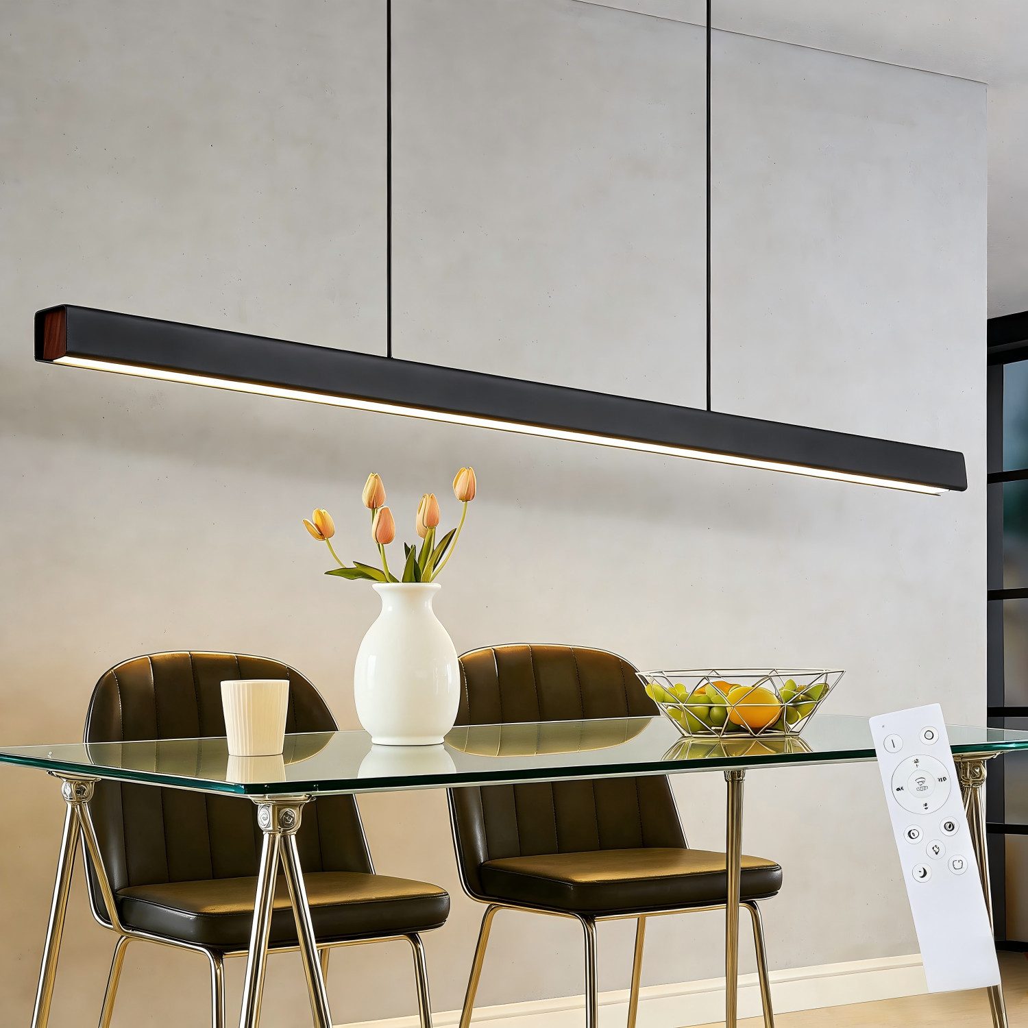 ZMH Pendelleuchte LED Esstisch Pendelleuchten Schwarz Esszimmer 108CM Dimmbar 37W, Augenschutz, LED fest integriert, 3000-6500K, Höhenverstellbar Hängeleuchte mit Fernbedienung Hängelampe Wohnzimmer