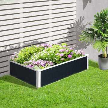 Outsunny Hochbeet mit Drainagefunktion (Gemüsebeet, 1 St., Blumenkasten), für Garten, Balkon, Grau