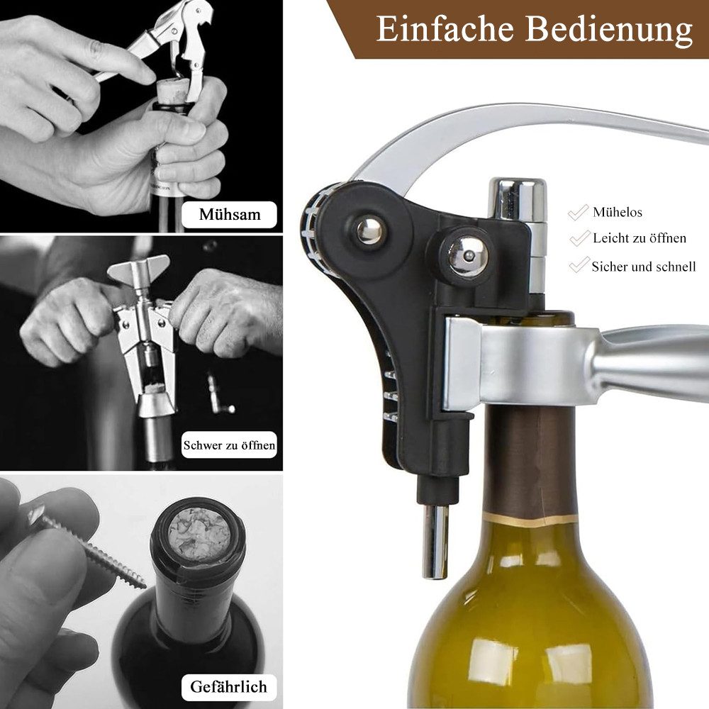 AFKSMILE Weinflaschenöffner Korkenzieher Wein Set, 10 Stück Manueller Weinöffner Sommelier-Sets (10-tlg), Sommelier Set, Weinzubehör Geschenkset für Weinliebhab – Bild 4 von 5
