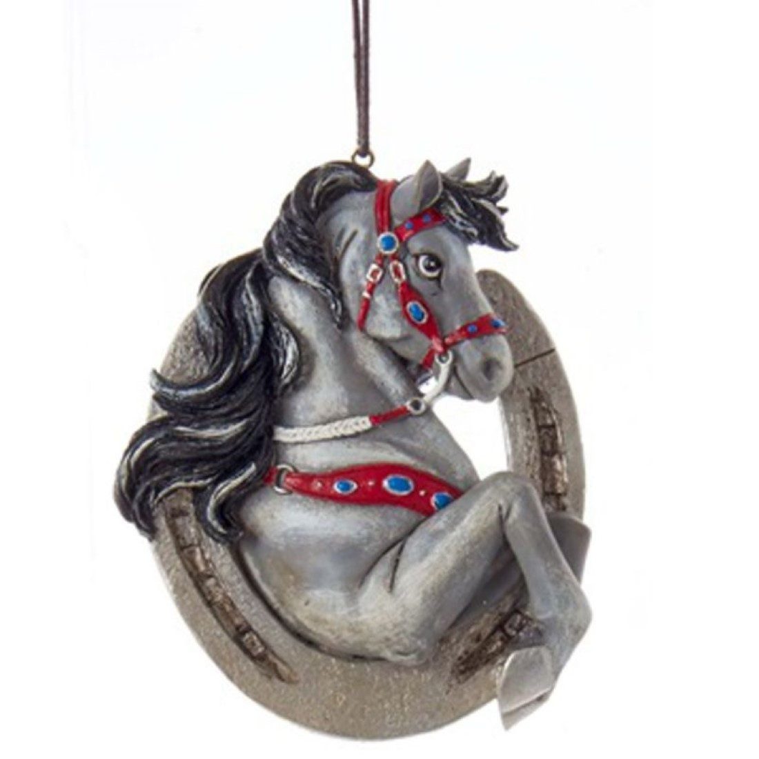 Kurt S. Adler Christbaumschmuck Westernpferd und Hufeisen, Western Weihnachtsschmuck, handbemalt