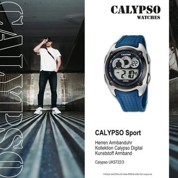 CALYPSO WATCHES Digitaluhr Calypso Herren Uhr K5722/3 Kunststoff PUR, Herren Armbanduhr rund, Kunststoff, PURarmband blau, Sport