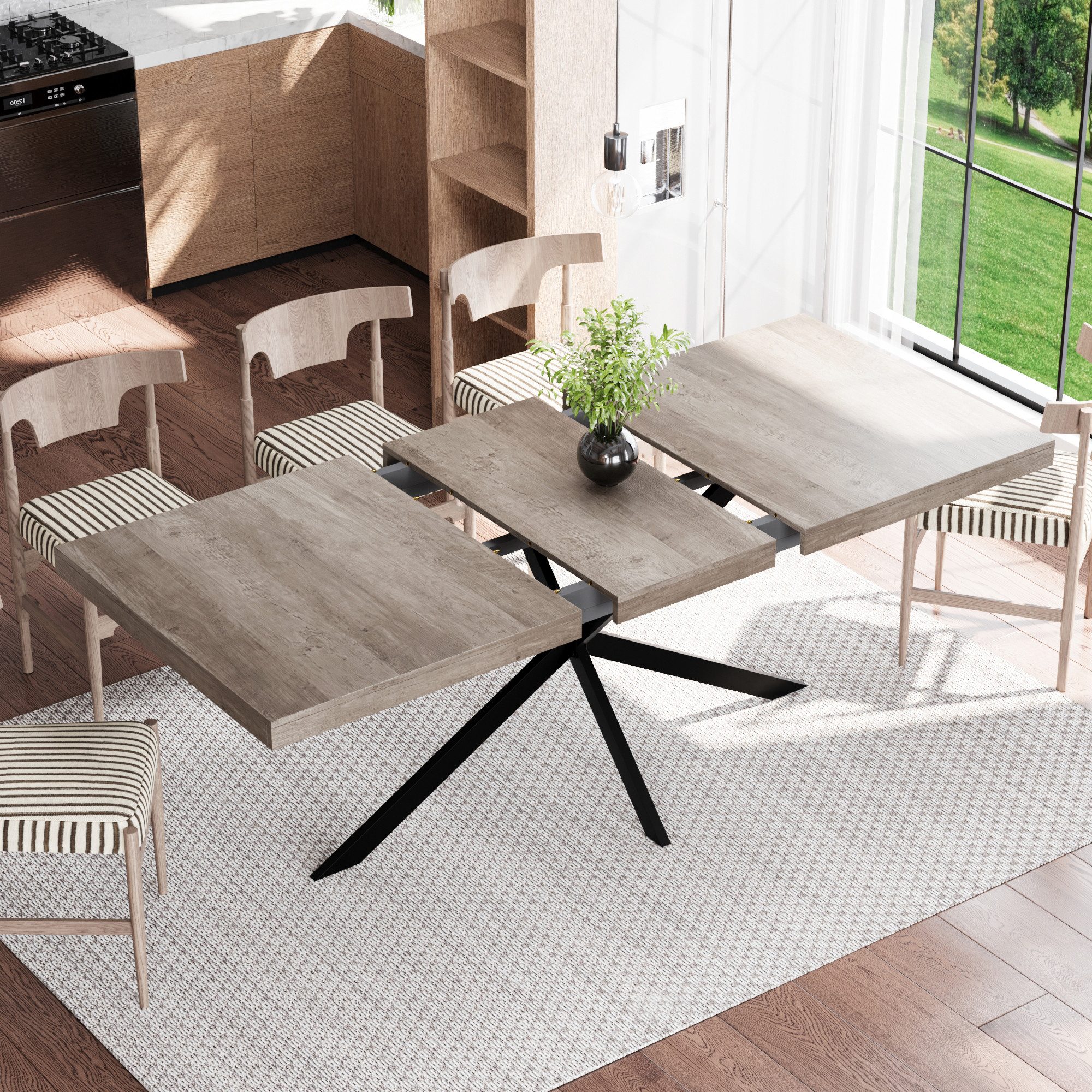 Celya Esstisch ausziehbar mit Stauraum Holzoptik (140–180 × 80 × 76 cm, Sitzplätze 4-6)