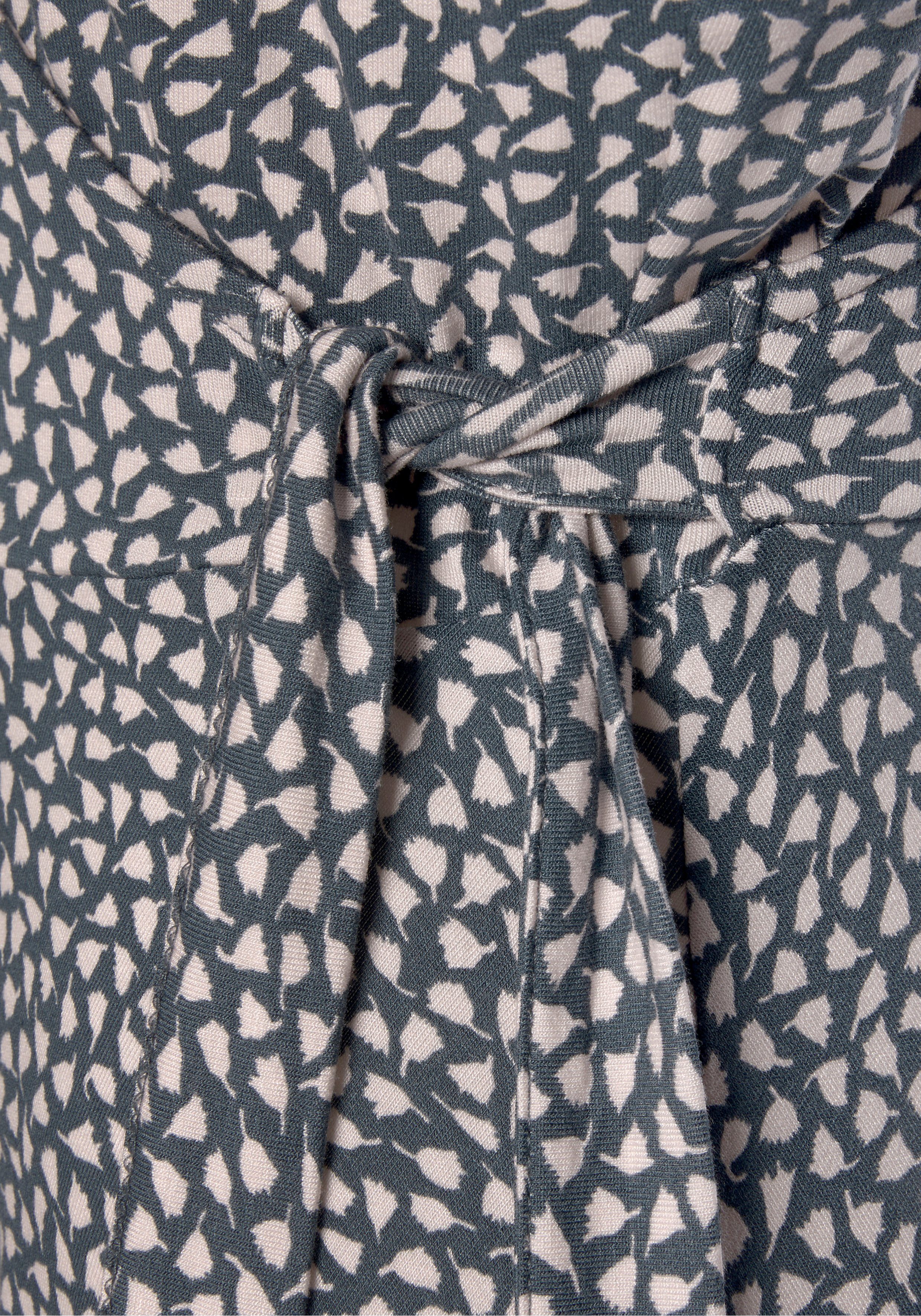 s.Oliver Strandkleid mit zartem Blumenprint und Bindeband Jerseykleid in Wickeloptik, Sommerkleid, Druckkleid, Viskosekleid