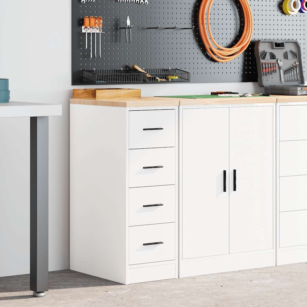 vidaXL Werkzeugschrank Garagen-Aufbewahrungsschrank Weiß 30x51x85 cm Massivholz Kiefer (1-St)
