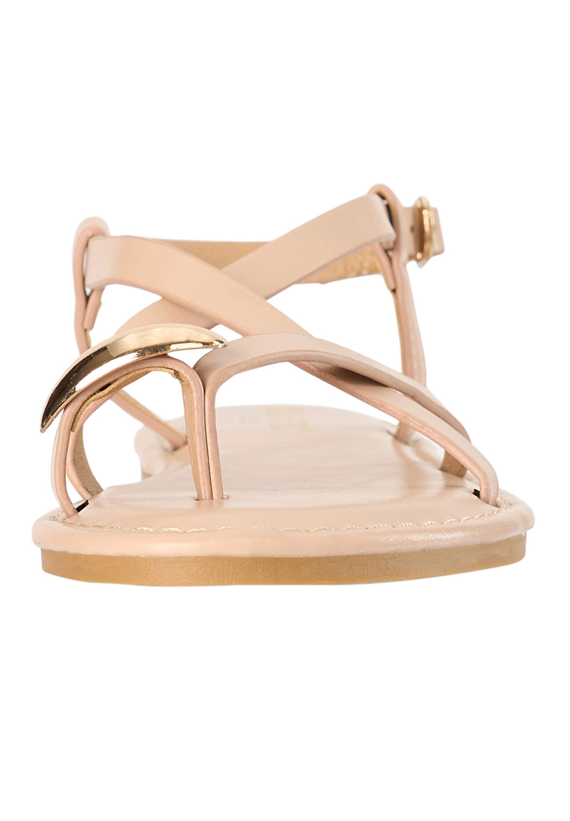 Day Vine Damen Riemchensandalen mit Zehenring und Schmuckdetail Sandalette