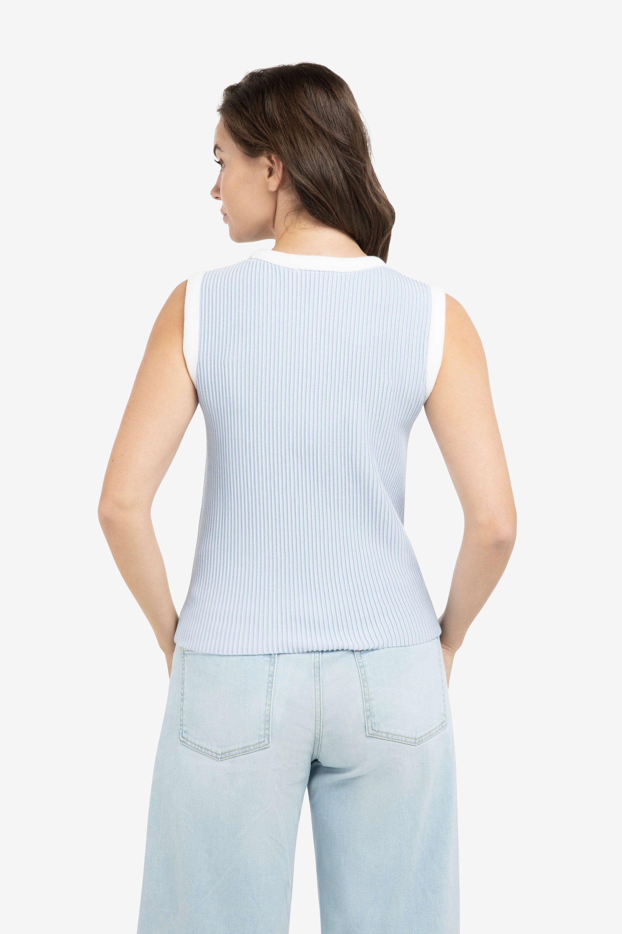YAYA Sweatjacke Ärmelloser gerippter Pullover mit Rundhalsausschnitt günstig online kaufen