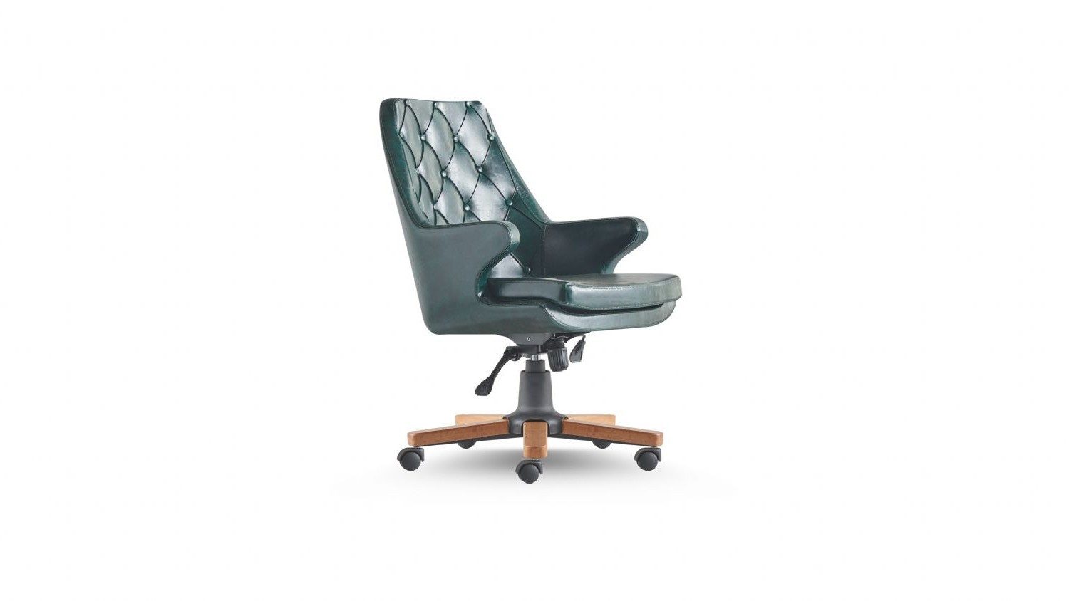 Xlmoebel Bürostuhl Klassischer Chesterfield Stuhl mit grünen Knöpfen und Rollen (1 St), Made in Europa