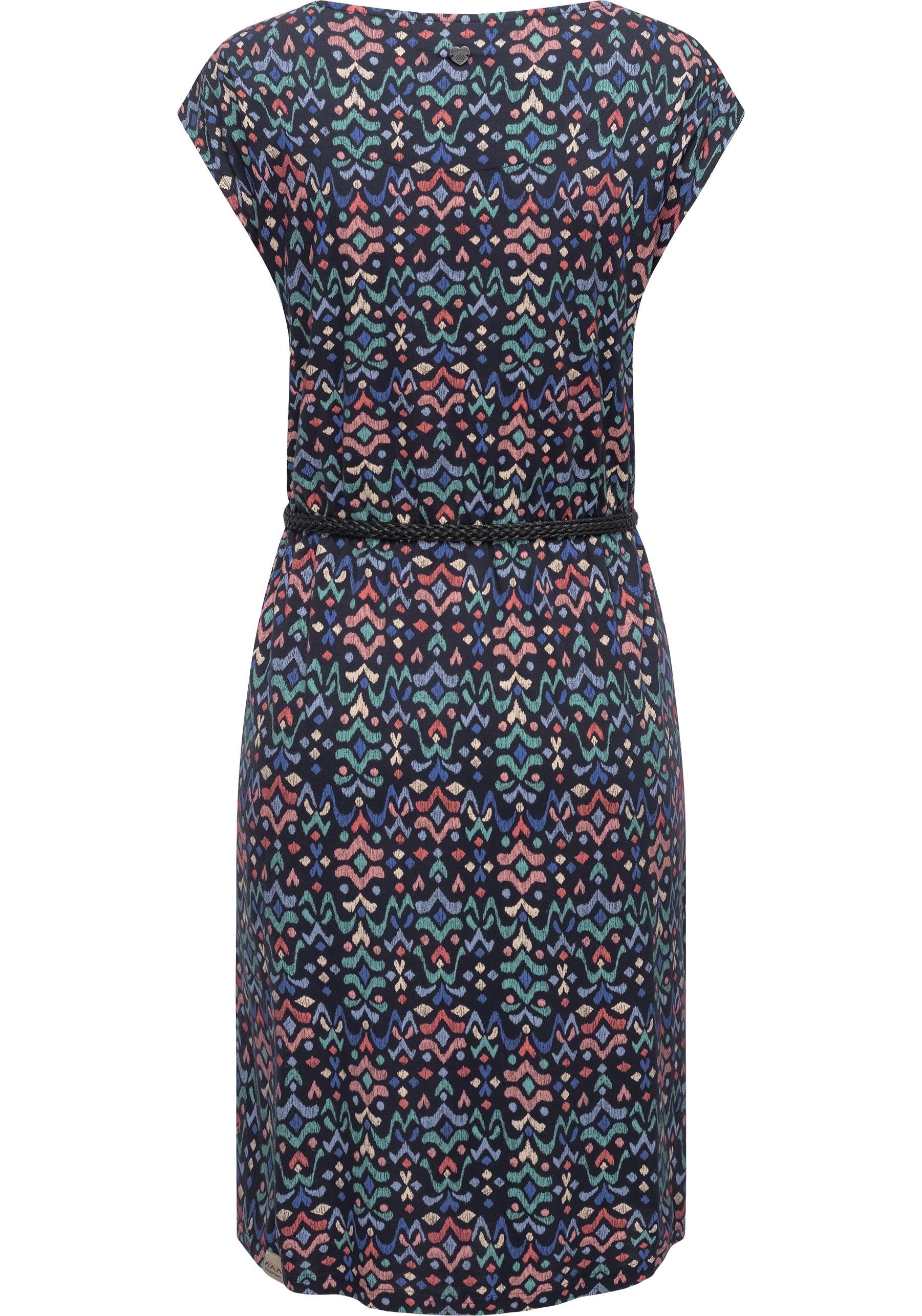 Ragwear Shirtkleid Lilithe Ikat stylisches Damen Sommerkleid mit Taillengürtel