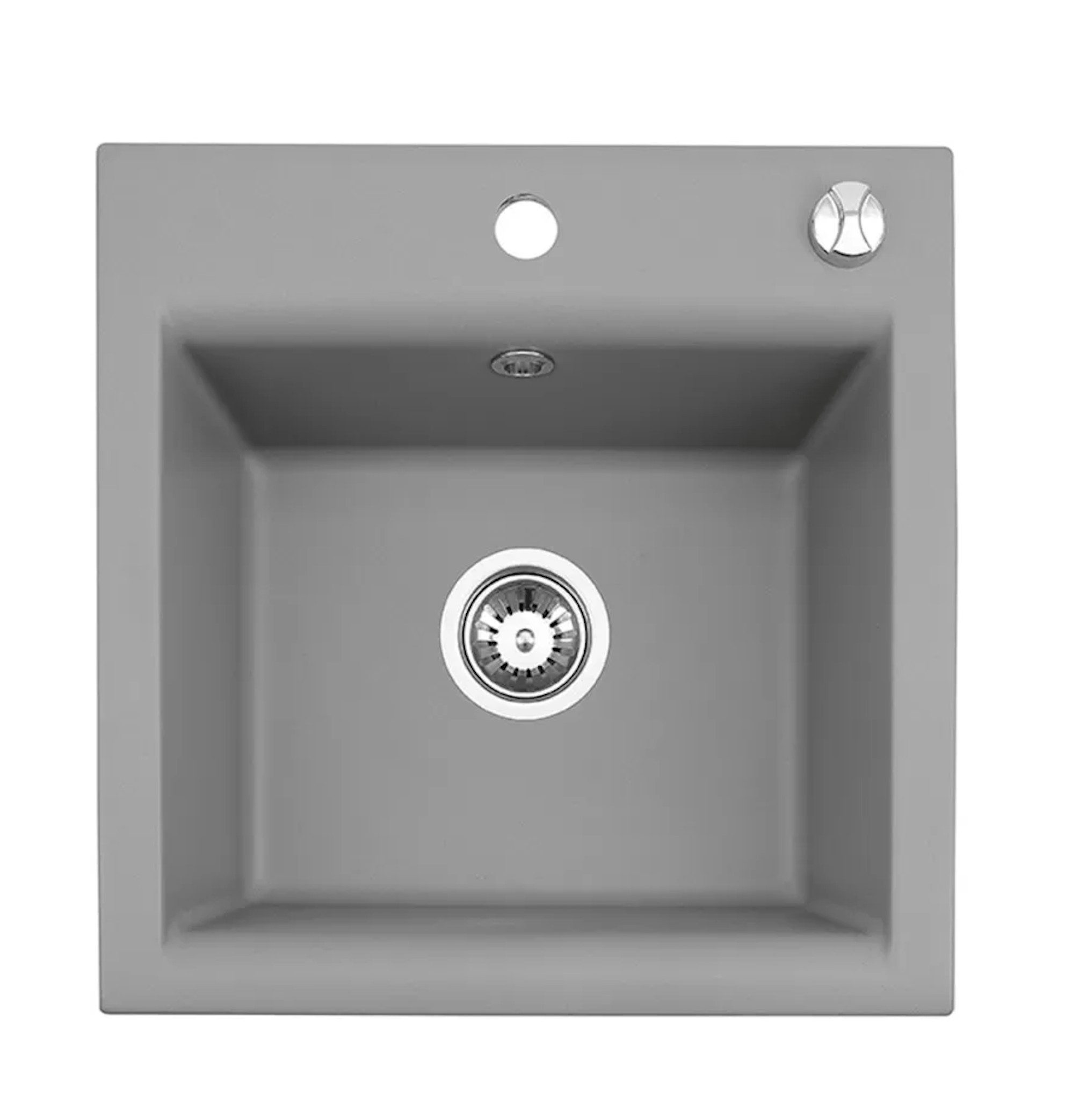 Homeline Granitspüle Granitspüle Spüle Küchenspüle mit Automatsiche Siphon Einbauspüle, Eckig, 44/44 cm, Granitspüle, (2 St., Mit Zubehör)