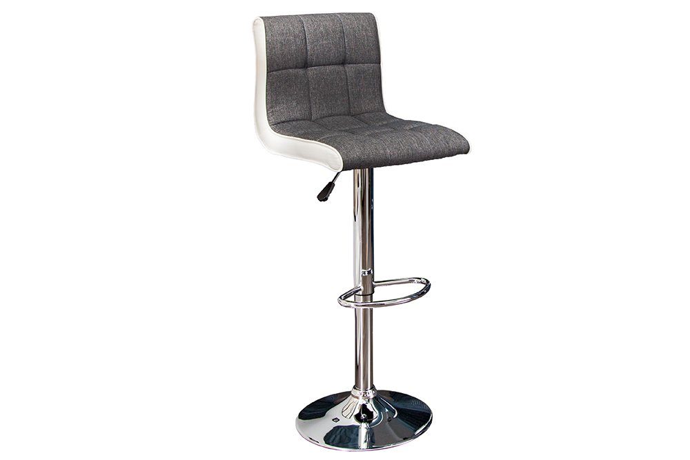 riess-ambiente Barhocker MODENA grau/weiß/silber - Strukturstoff, Kunstleder, mit Lehne, 360° drehbar, höhenverstellbar, Chrom