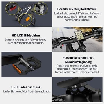 ADO E-Bike D30 27.5zoll Leichtgewicht Pedelec Elektrofahrrad, 11 Gang Shimano, 11 Gang, Kettenschaltung, ebike Damen/Herren 250W StVZO