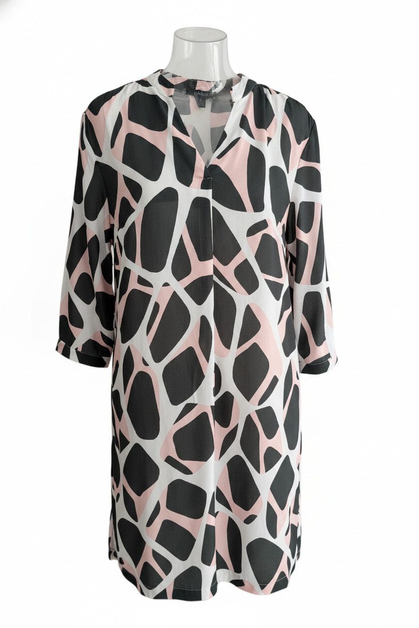 Zuckerwatte Druckkleid V-Ausschnitt