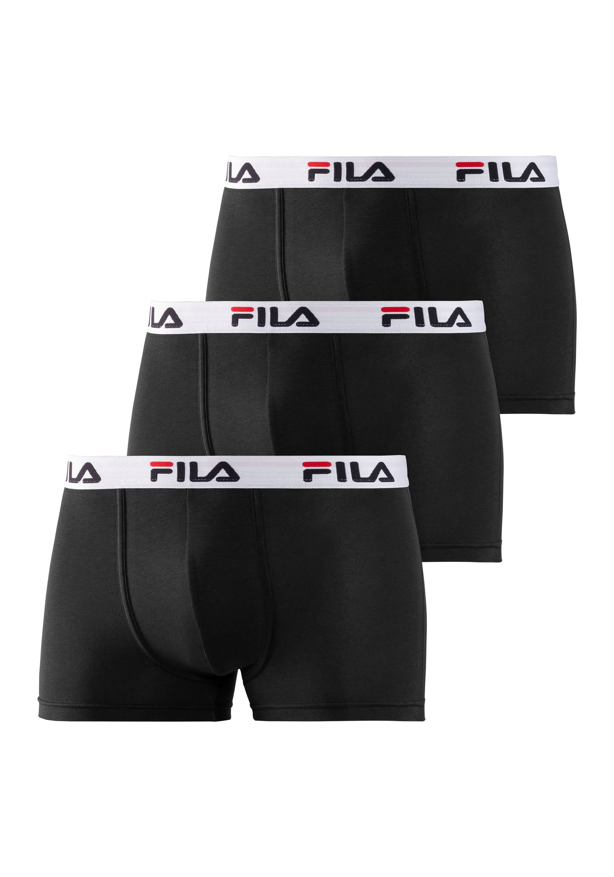 Fila mit (Packung, im 3-St) Bund Boxer schwarz Schriftzug Logo