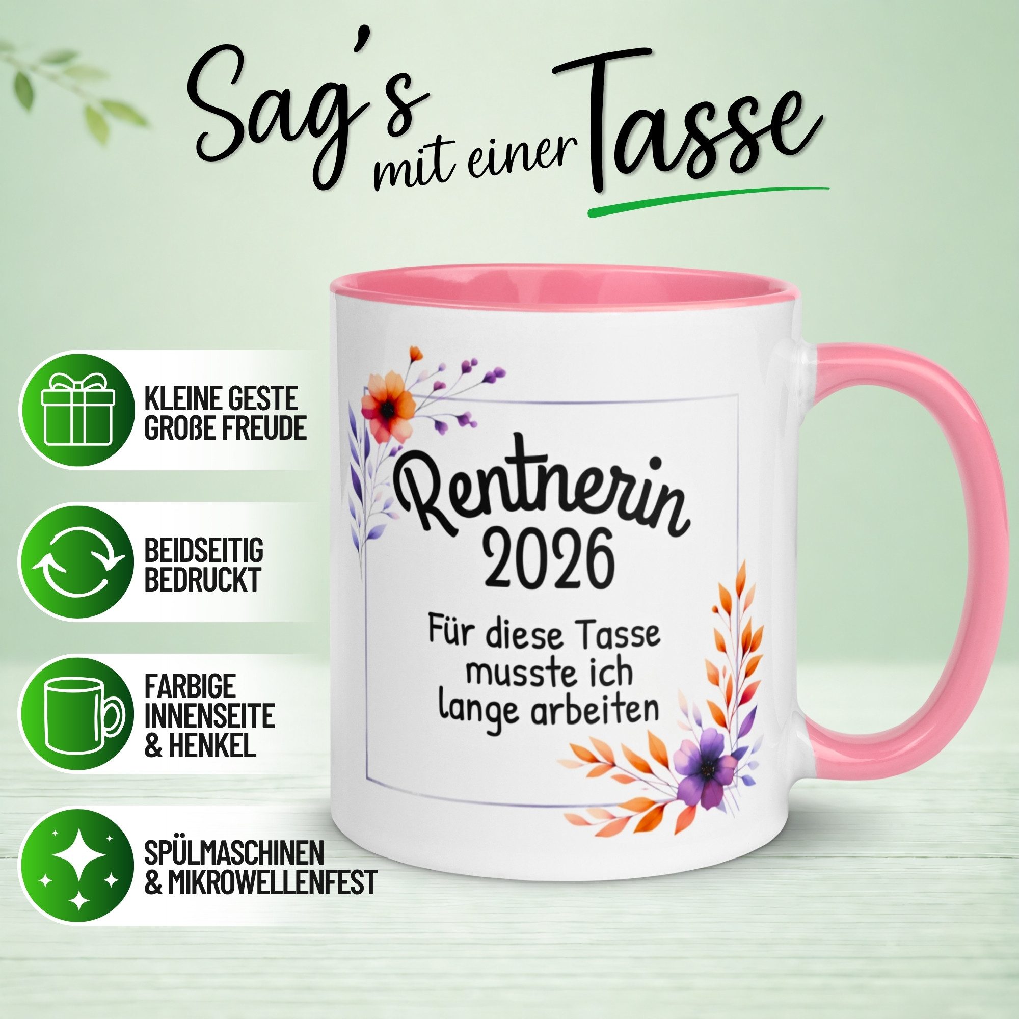 Momentals Tasse Rentnerin 2026 – Für die Tasse musste ich lange arbeiten – Rente Frau, Gratis Versand · Links-&Rechtshänder · Spülmaschinenfest