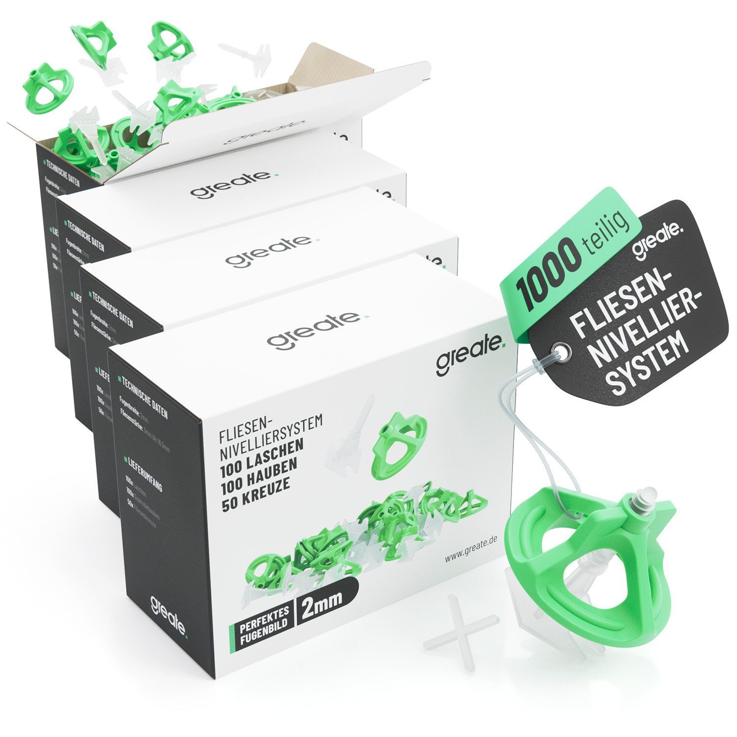 greate. Nivelliersystem 1000-teiliges Fliesen Nivelliersystem 2mm - Fliesen günstig online kaufen