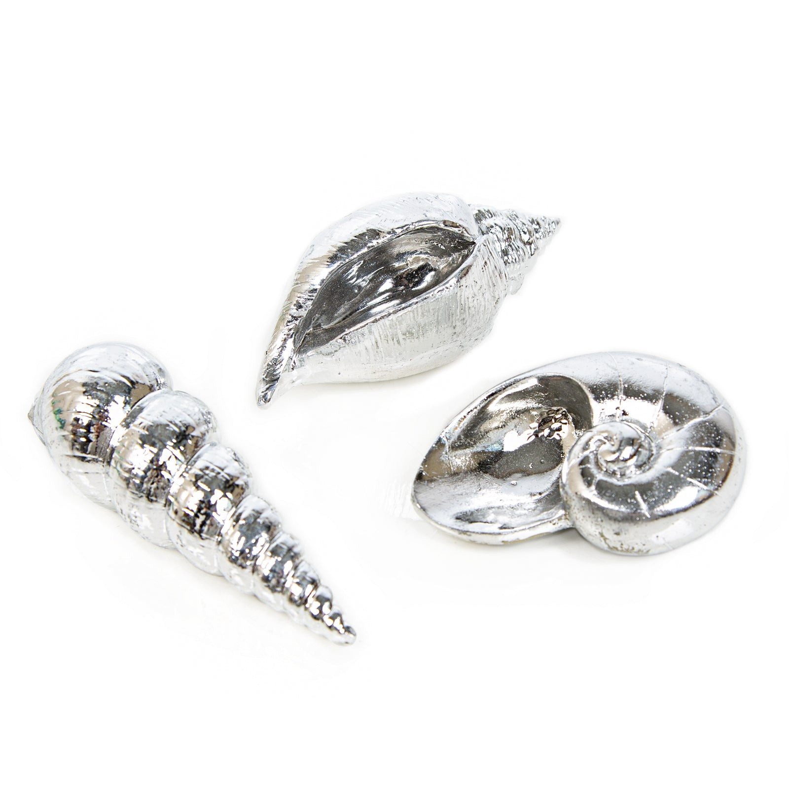 Logbuch-Verlag Dekofigur 3 silberfarbene Muscheln 10 cm - Maritime Dekorati günstig online kaufen