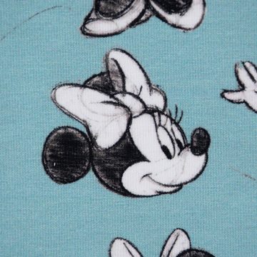 SCHÖNER LEBEN. Stoff Baumwolljersey Digitaldruck Minnie Maus hellblau schwarz weiß 1,45m, allergikergeeignet