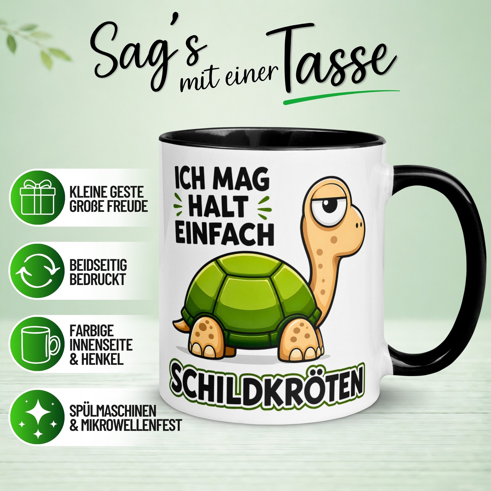 Momentals Tasse Schildkröte – „Ich mag halt einfach Schildkröten“ – lustiges Geschenk, Gratis Versand · Links-&Rechtshänder · Spülmaschinenfest