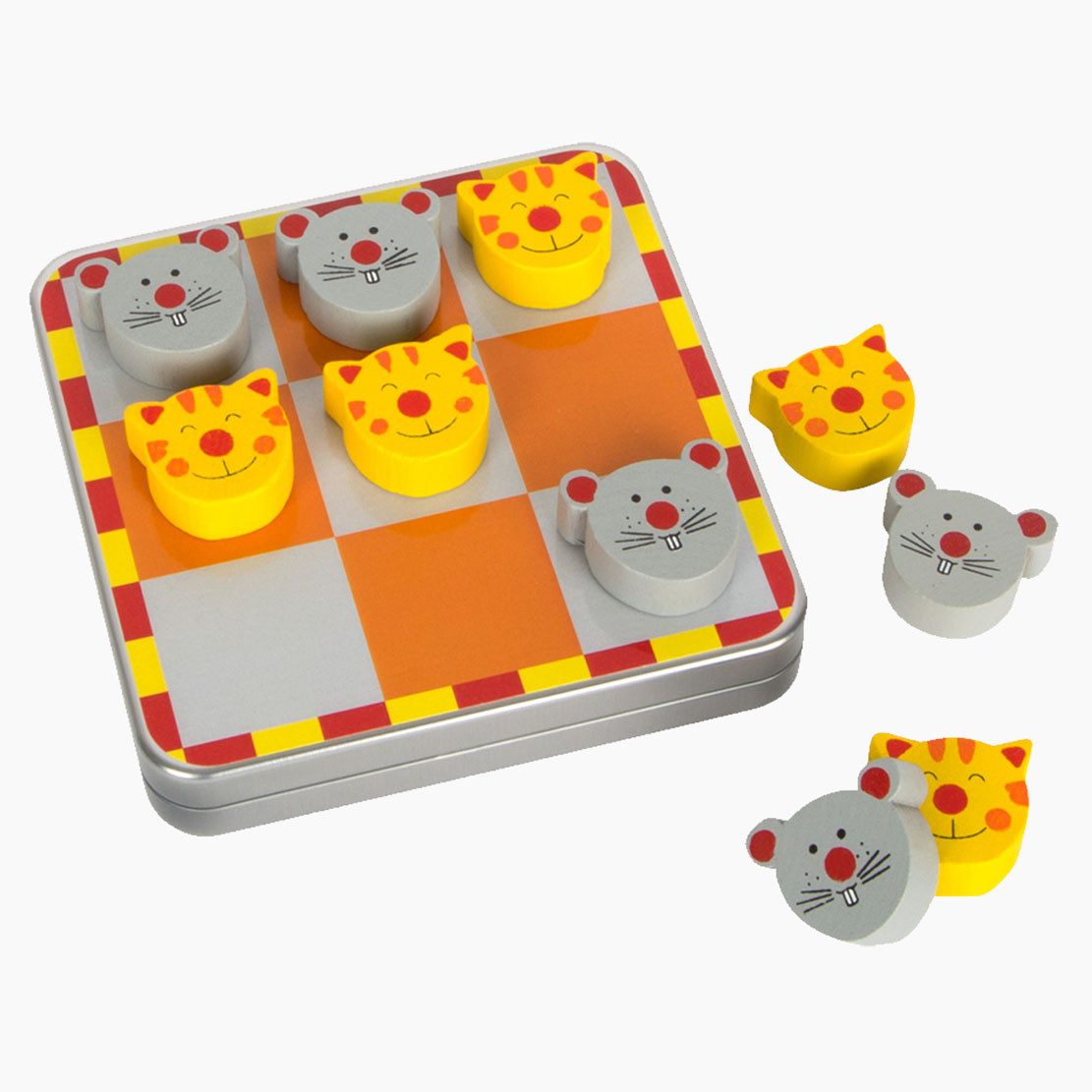 Small Foot Spielesammlung Tic Tac Toe Katz und Maus, Tic Tac Toe Katz und Maus, Magnetische Spielfiguren für sicheren Halt
