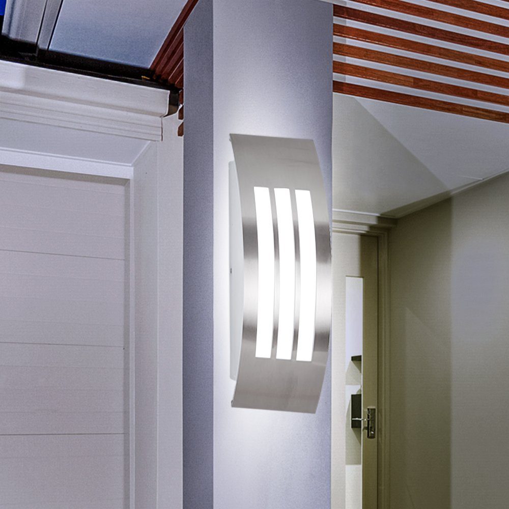 Leuchtmittel Außen-Wandleuchte, Warmweiß, Fassadenlampe LED etc-shop silber inklusive, Wandlampe Gartenleuchte Außenwandleuchten