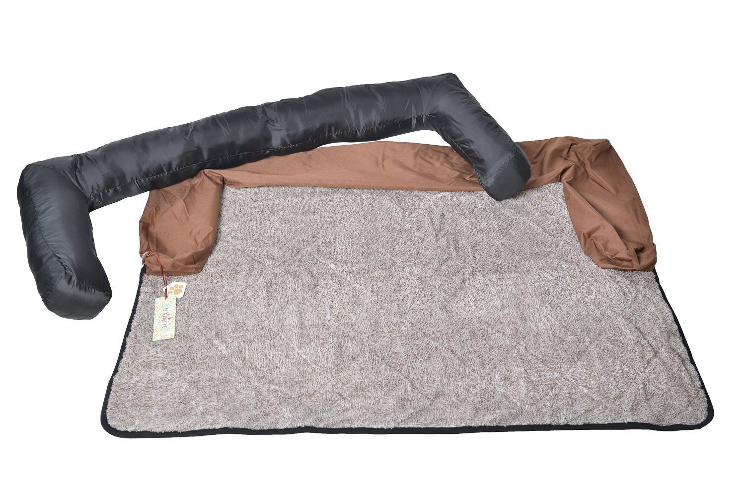 RAIKOU Hundematte Hundebett mit Lehne Waschbares Hundekissen mit Sofaschutz Hundesofa, 100 % Polyester(Teddy-Fleece), Weiches Teddy-Fleece Abnehmbarer Bezug