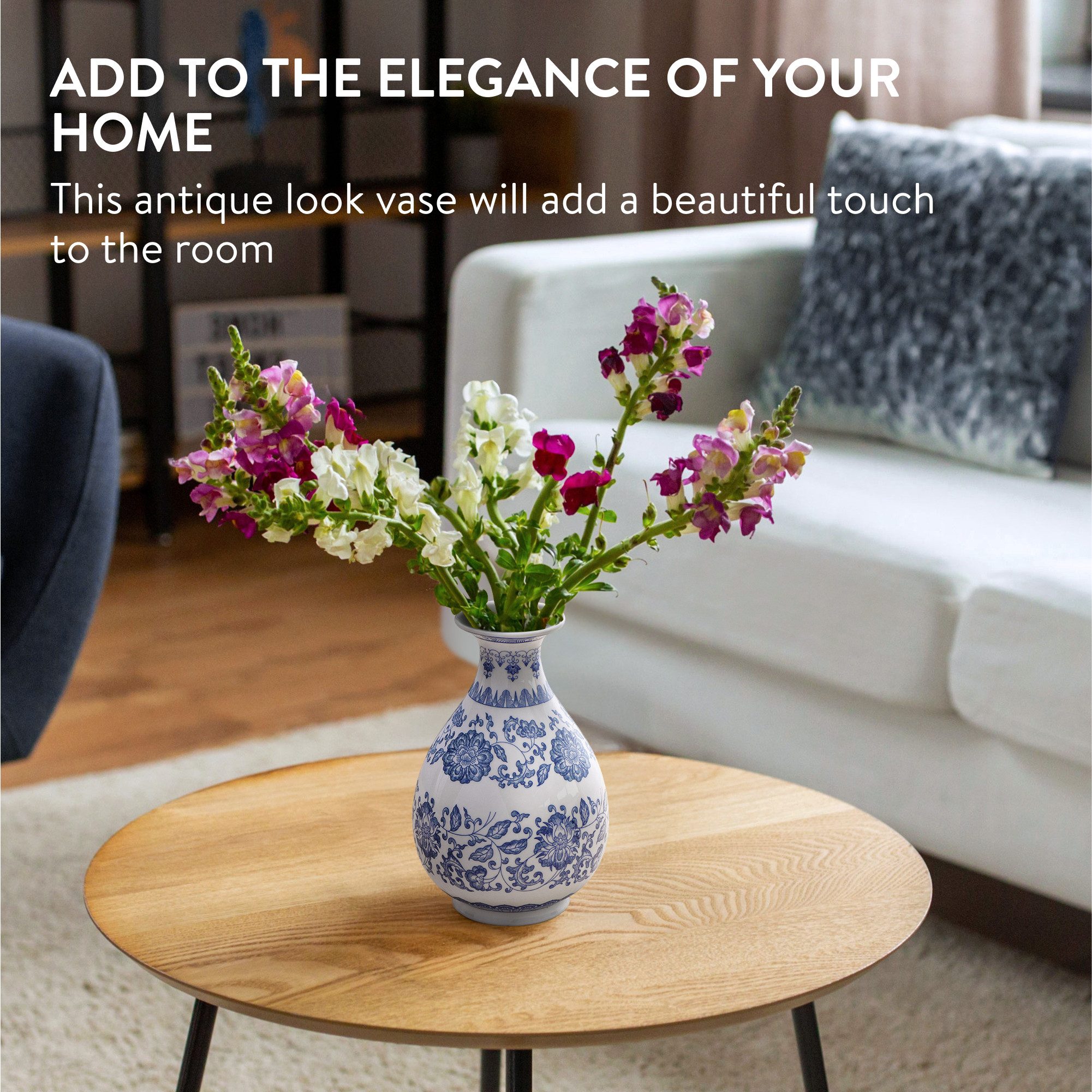 Navaris Dekovase Blau Weiße Vase - kleine Vasen für Tischdeko - Landhaussti günstig online kaufen