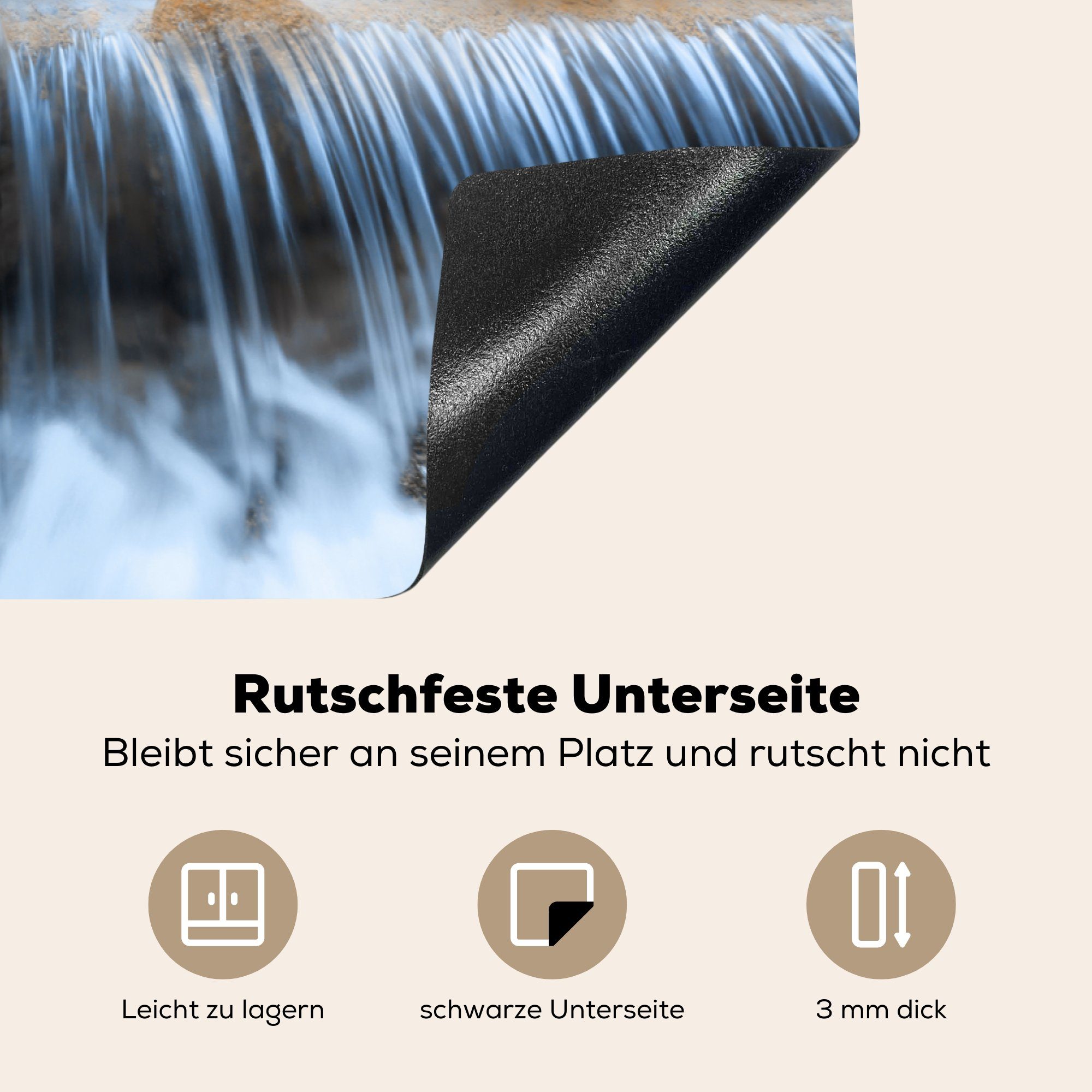 81x52 Herdblende-/Abdeckplatte für MuchoWow - tlg), Wasserfall Induktionskochfeld Bäume Schutz - die Landschaft, Natur Herbst Ceranfeldabdeckung - - küche, cm, (1 Vinyl,