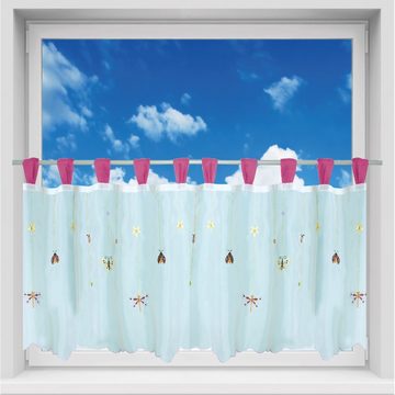 Vorhang, Arsvita, Schlaufen, transparent, Voile, Bistrogardine mit Schlaufen, Transparente Küchengardine 150cm x 45cm