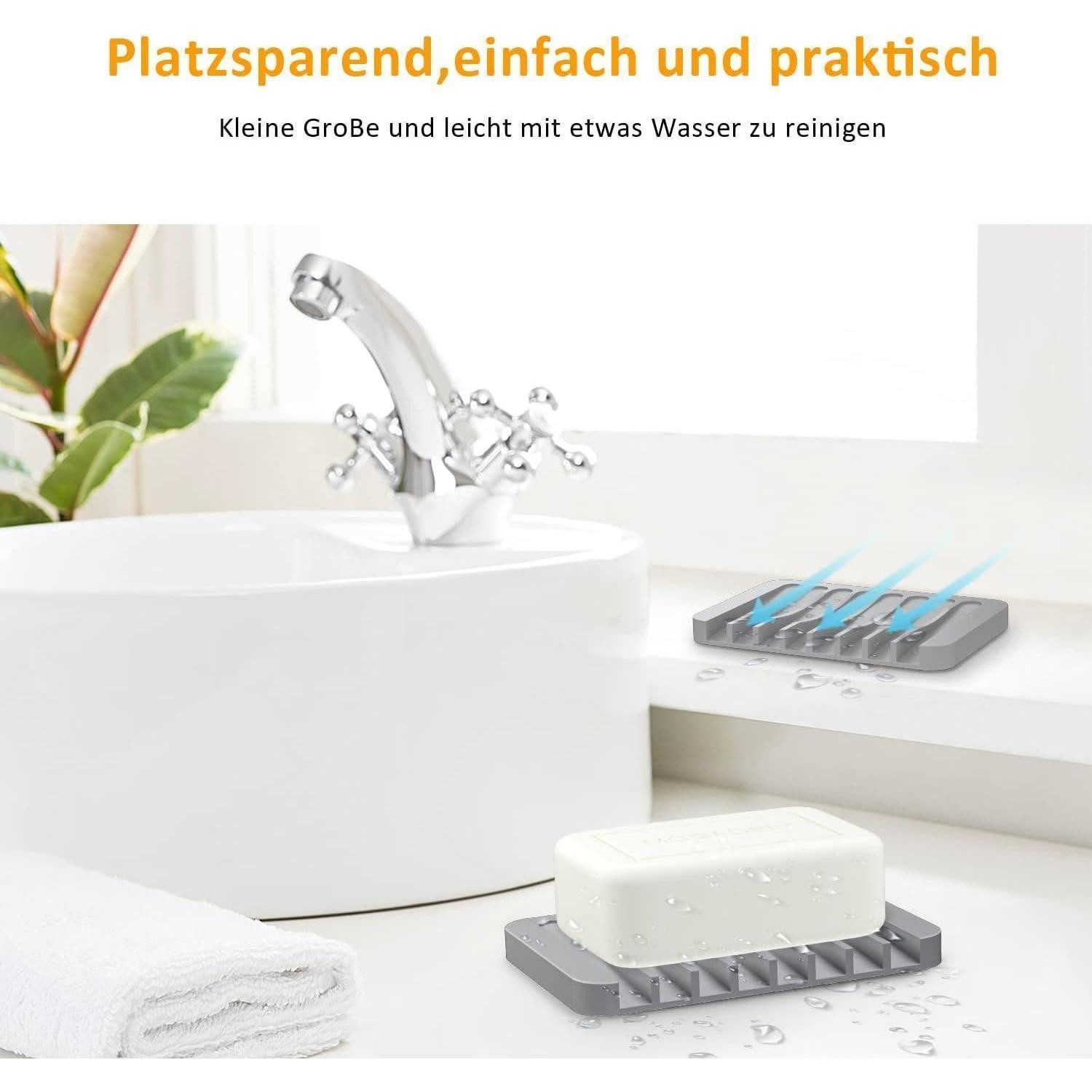 LuxusKollektion Seifenschale Seifenschale Silikon Ablauf Seifenhalter Dusche 2 Stück Grau
