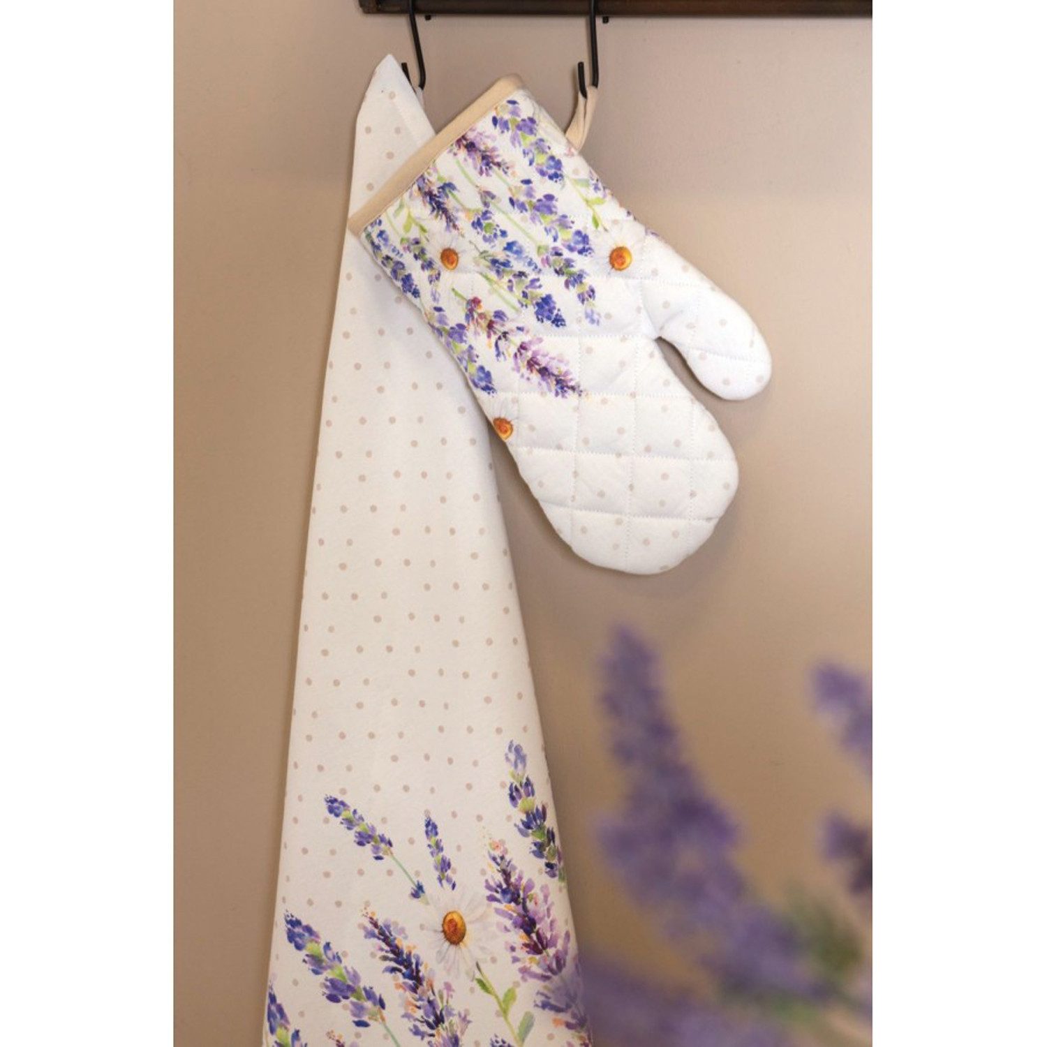Clayre & Eef Tischläufer Lavender Field (Set 1-tlg, 1-teilig), Tischläufer Tischdecke ca.50x160cm Baumwolle