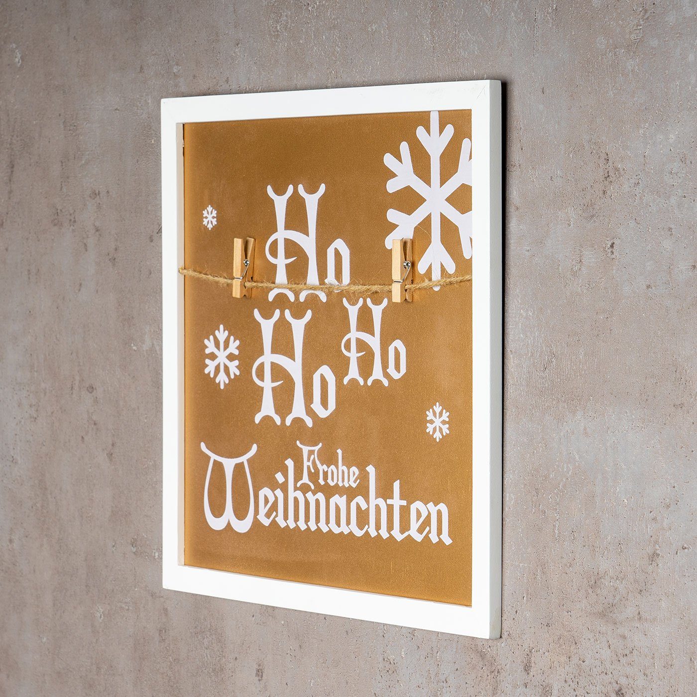 Levandeo® Bilderrahmen, 3er Je Set Weiß Wandbilder Weihnachten Sprüche Gold 30x30cm Holz