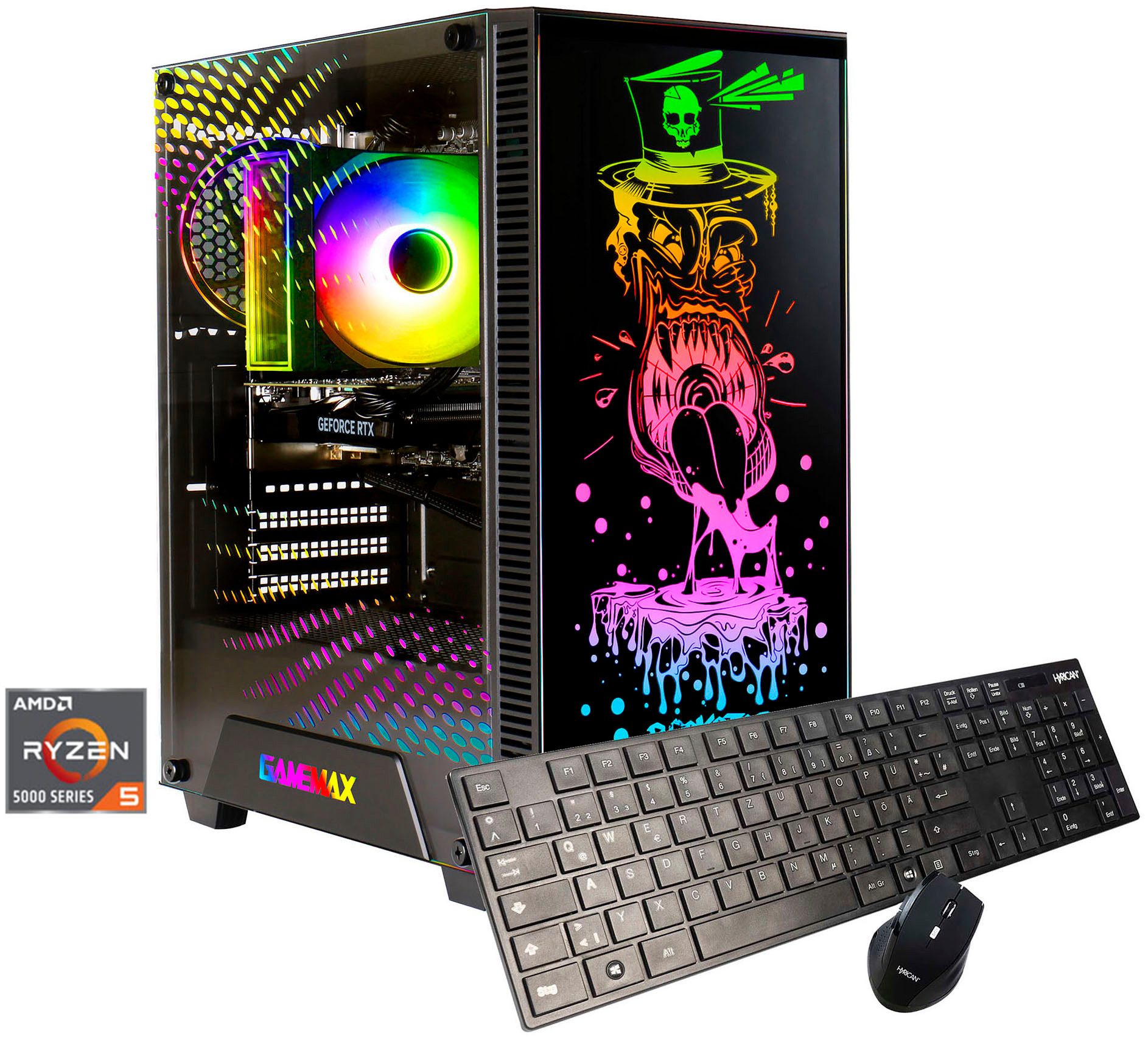 GAMEMAX Rockstar 8220 AMD Ryzen 5 5500 16GB 1TB SSD RTX 3060 Gaming-PC (AMD Ryzen 5 5500, RTX 3060, 16 GB RAM, 1000 GB SSD, Luftkühlung, Windows 11)