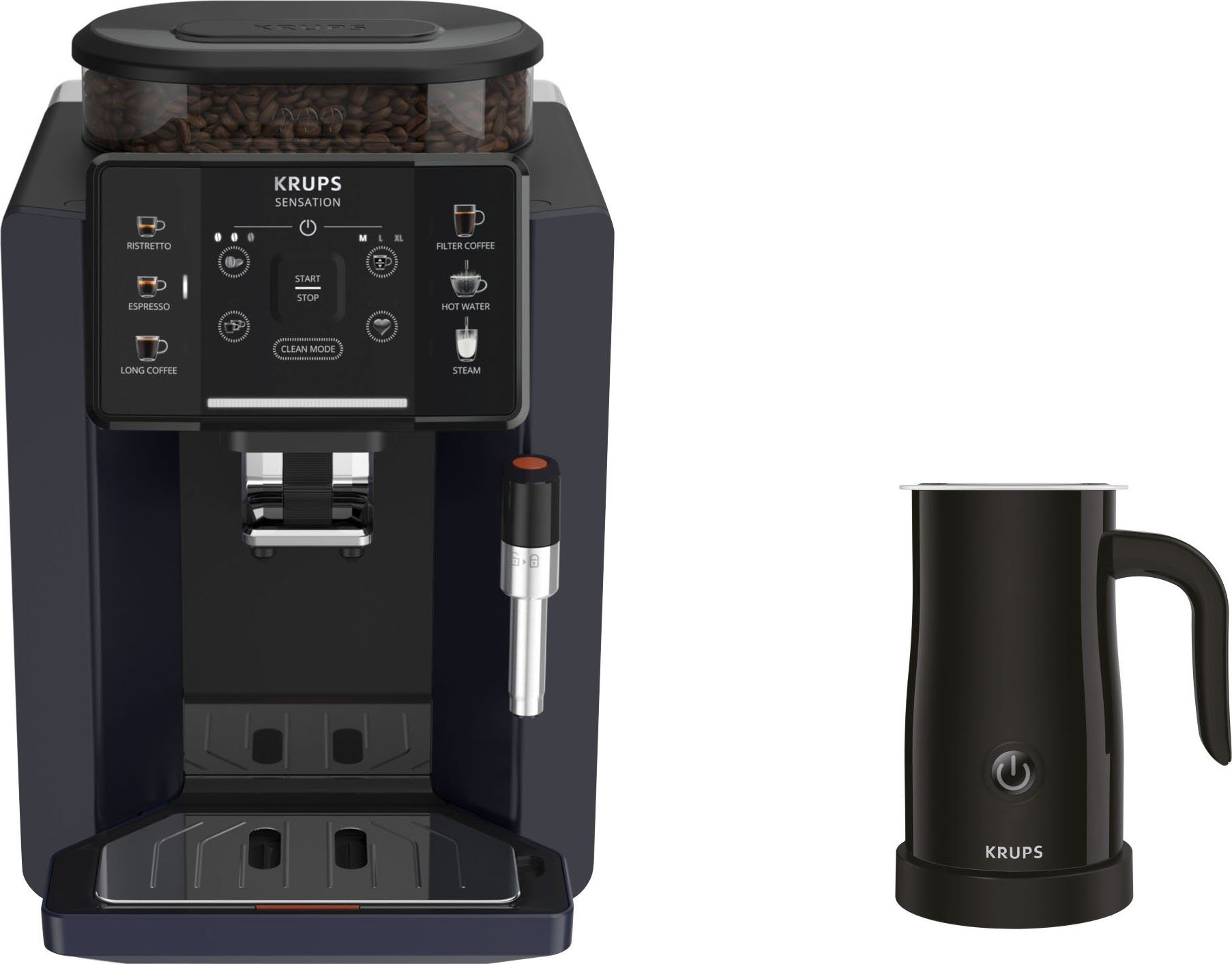 Krups Kaffeevollautomat EA910B.23 Sensation mit Krups UVP Wert Milk Bundle, Milchaufschäumer im von 79,99
