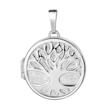 JEVELION Amulett Medaillon Baum des Lebens Silber Anhänger rund zum Öffnen für 2 Fotos (Bildermedaillon, für Damen und Mädchen), Mit Kette Sterlingsilber - Länge wählbar 36 - 70 cm oder ohne Kette.