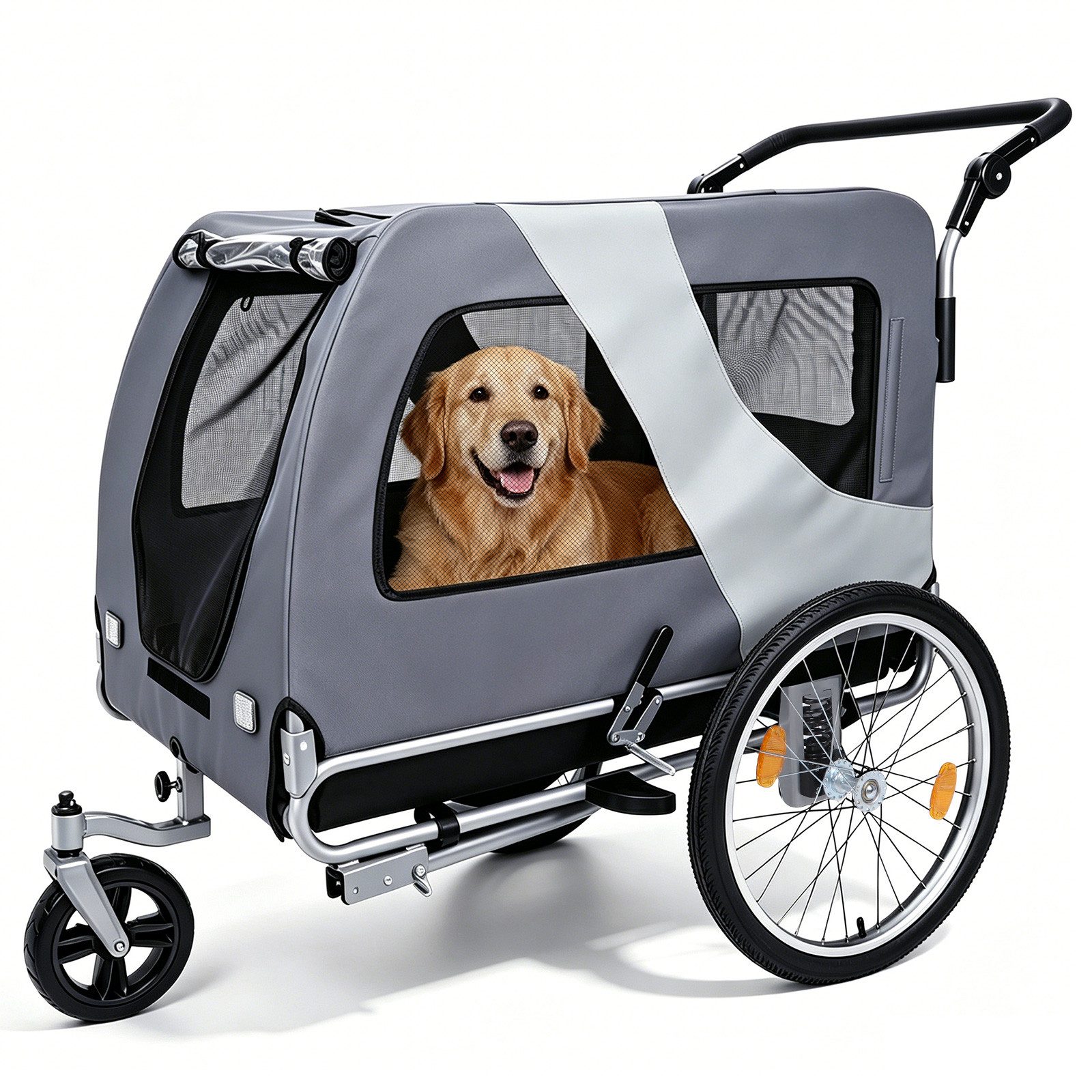 nobleza Hunde-Autositz Hundebuggy Hundeanhänger Jogger für Fahrrad–353L Volumen,92x60x64 cm