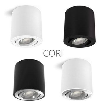 linovum LED Aufbaustrahler Aufbauleuchten CORI schwenkbar in matt schwarz & rund geeignet, Leuchtmittel nicht inklusive, Leuchtmittel nicht inklusive