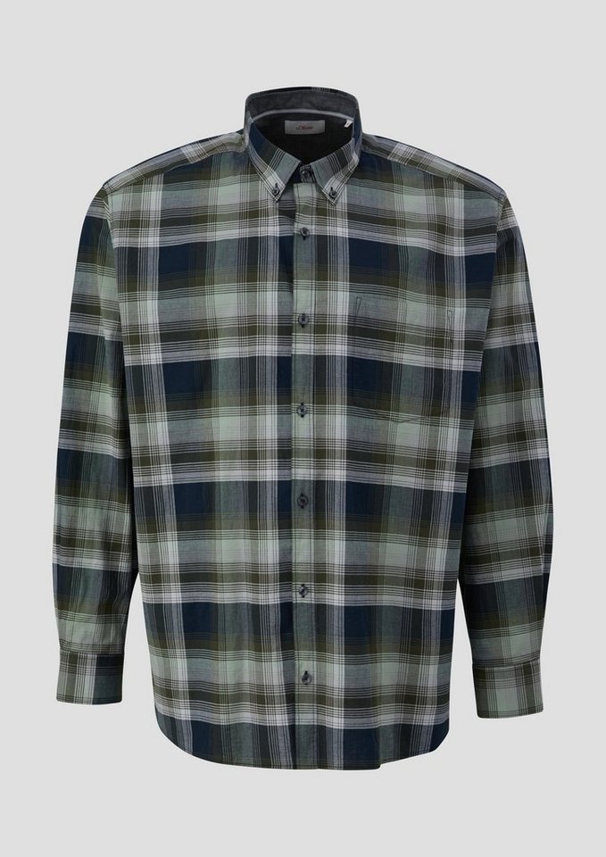 s.Oliver Langarmhemd Regular: Hemd aus Baumwollstretch, mit Manschetten, mit  langen Ärmeln, hat eine Brusttasche, hat eine Knopfleiste