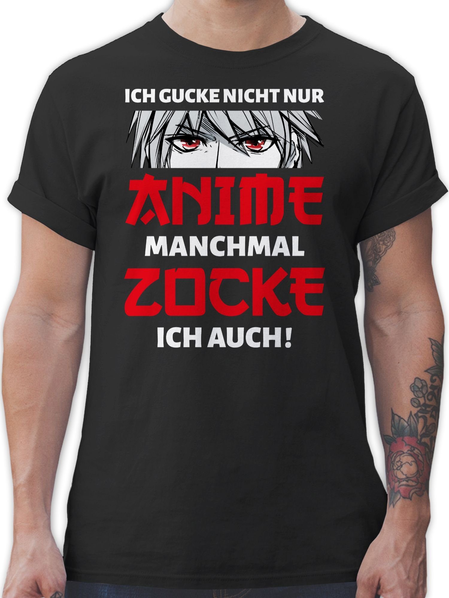 Shirtracer T-Shirt Ich gucke nicht nur Anime manchmal zocke ich auch Junge Anime Geschenke