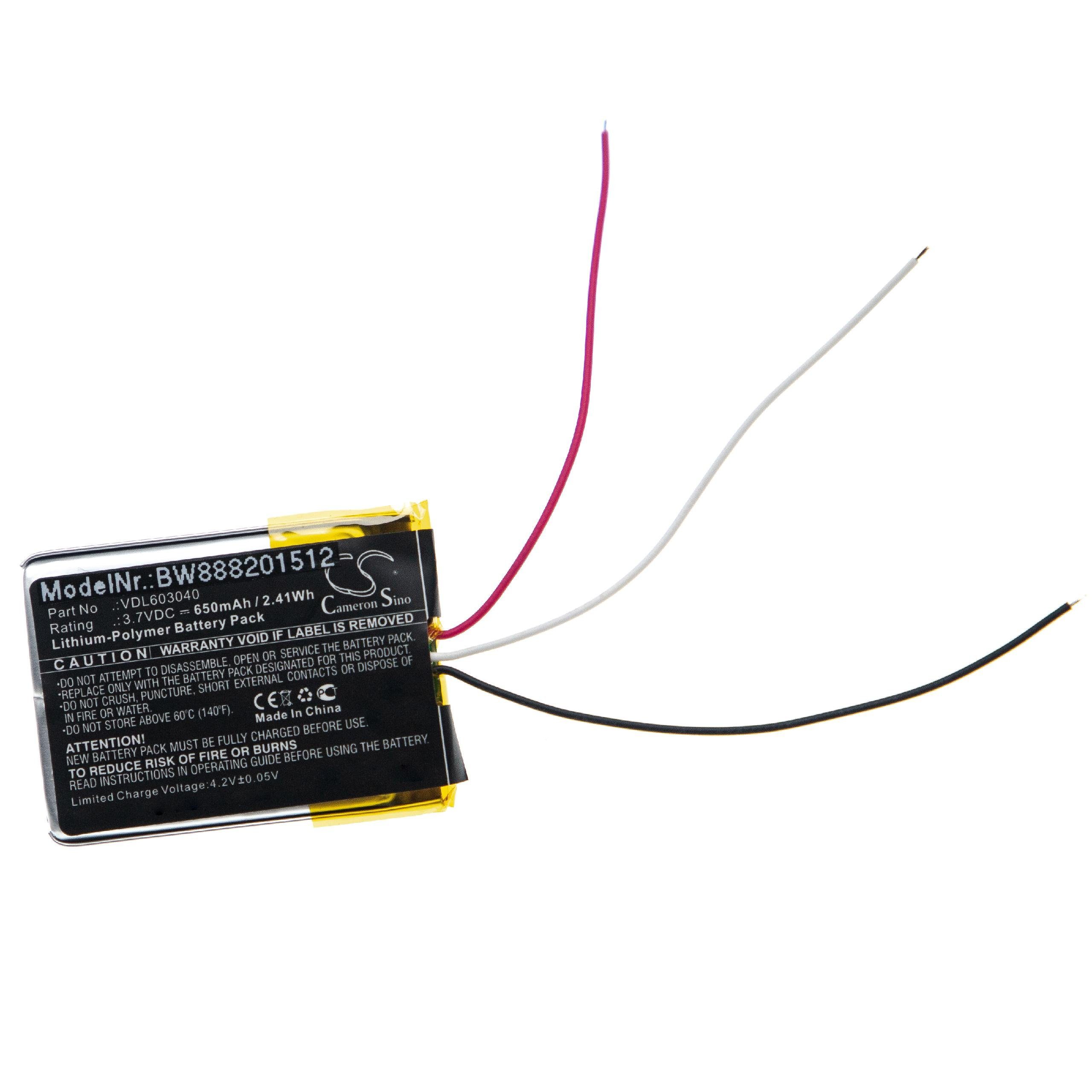 vhbw Ersatz für Marshall VDL603040 für Akku Li-Polymer 650 mAh (3,7 V)