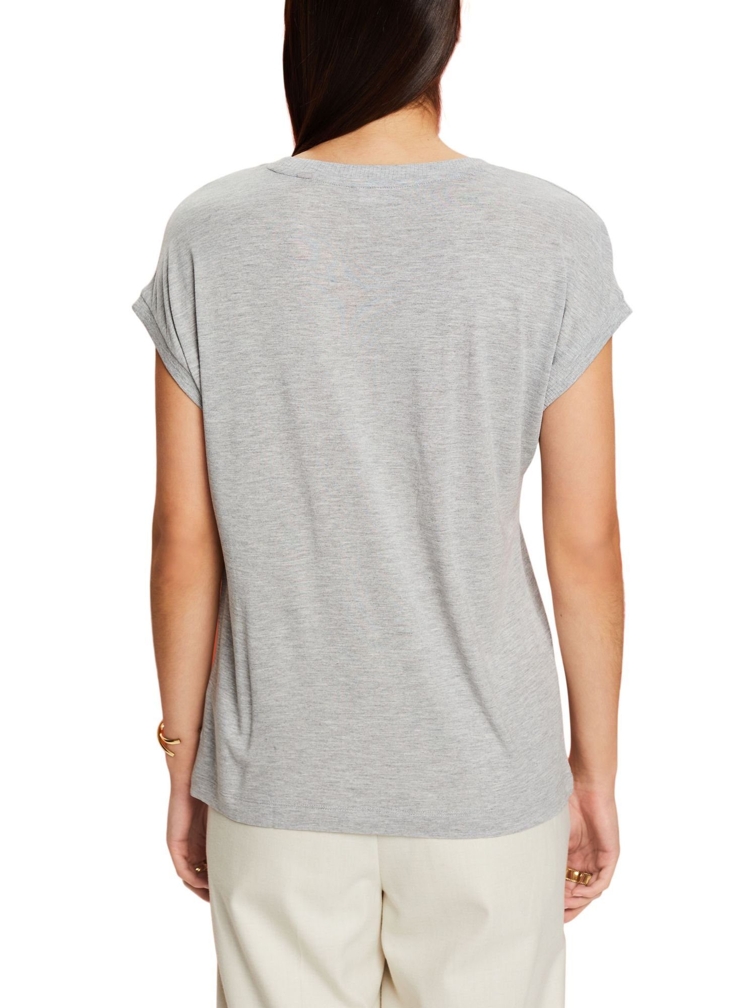 mit Esprit ECOVERO™ LIGHT LENZING™ T-Shirt (1-tlg) Collection Jersey-T-Shirt Print, GREY