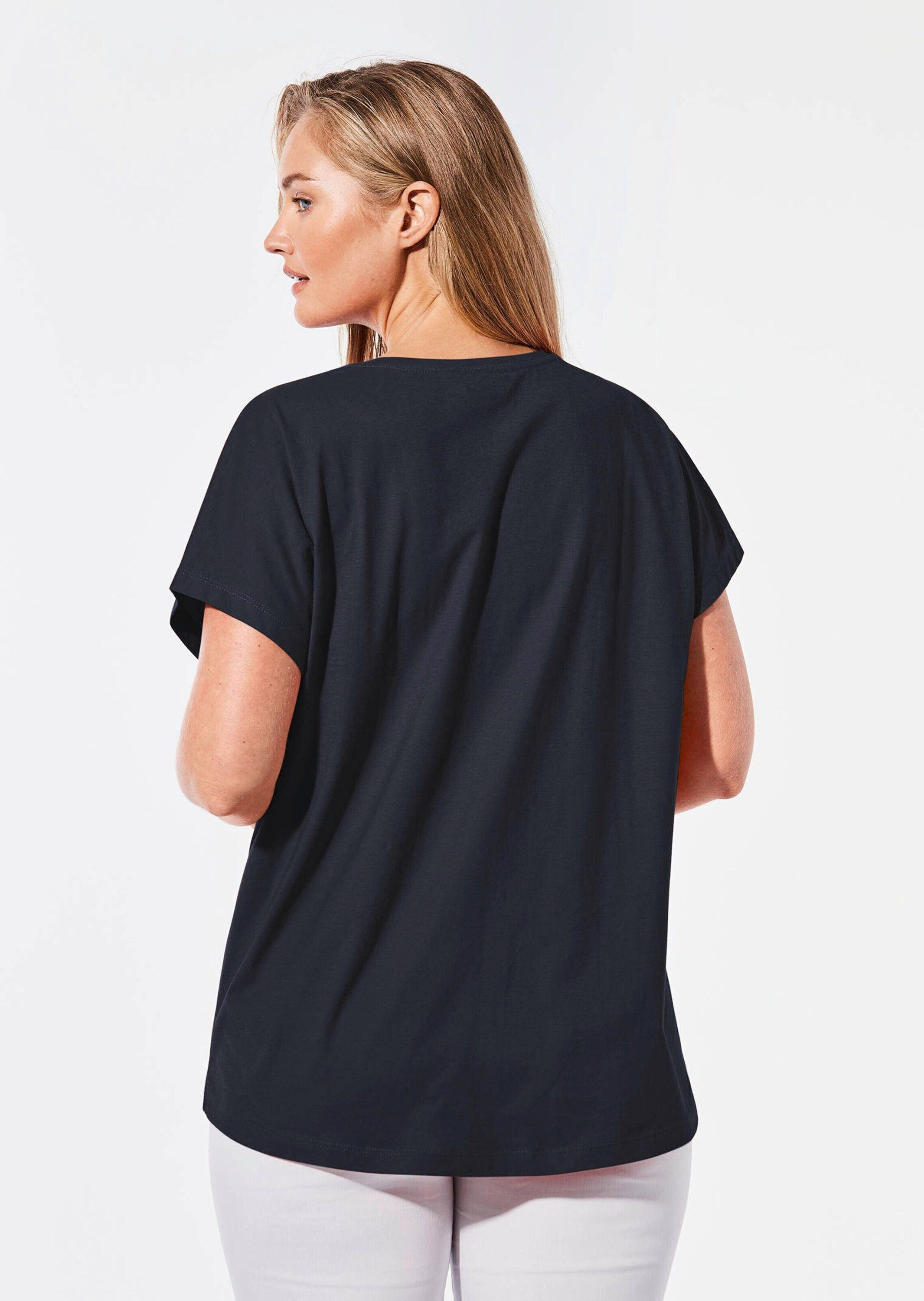 GOLDNER T-Shirt Lässiges Shirt mit Rundhalsausschnitt (CURVY, CURVY) Unifarbenes Design mit klassischem Rundhalsausschnitt – Bild 3 von 5