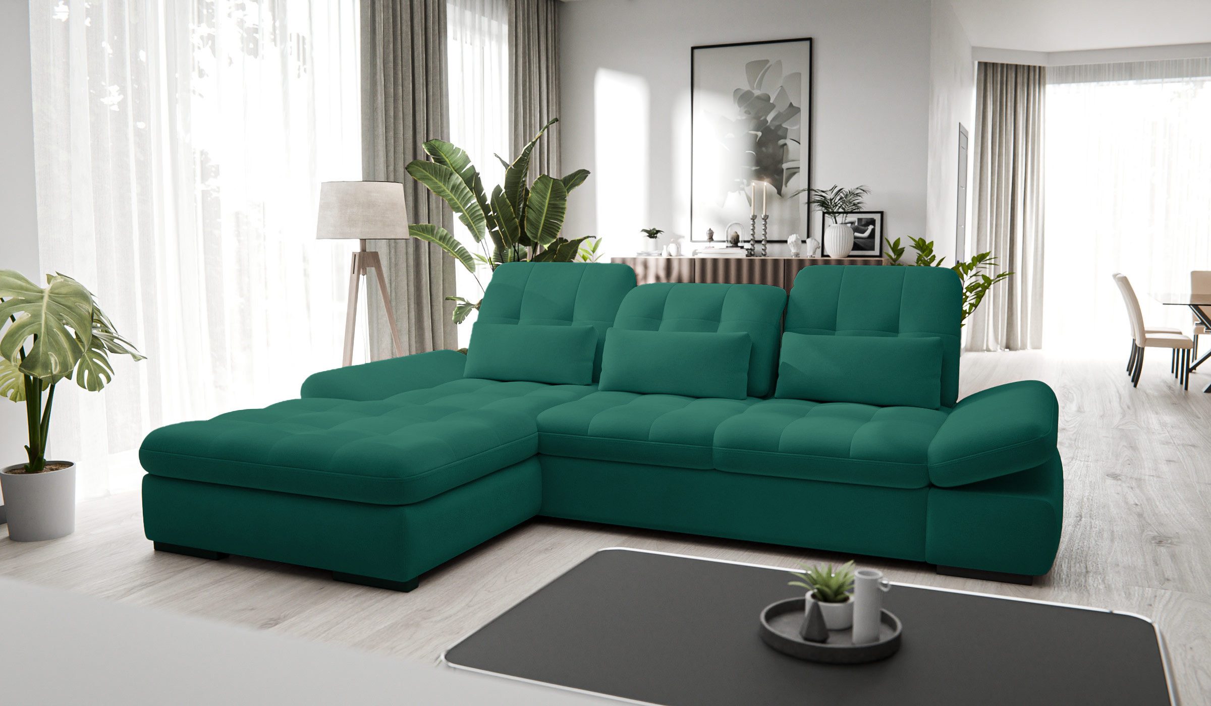 Ecksofa Oregon L-Form XXL 300x200, wahlweise mit Schlaffunktion und Bettkasten