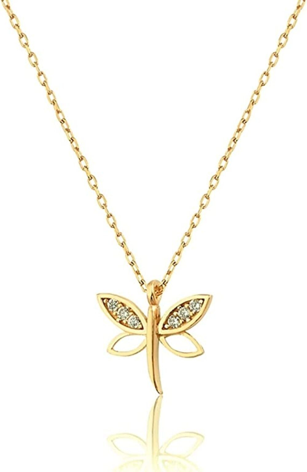 Einzelstück Kette mit Anhänger Halskette Libelle Dragonfly Kette 925 Sterling Silber
