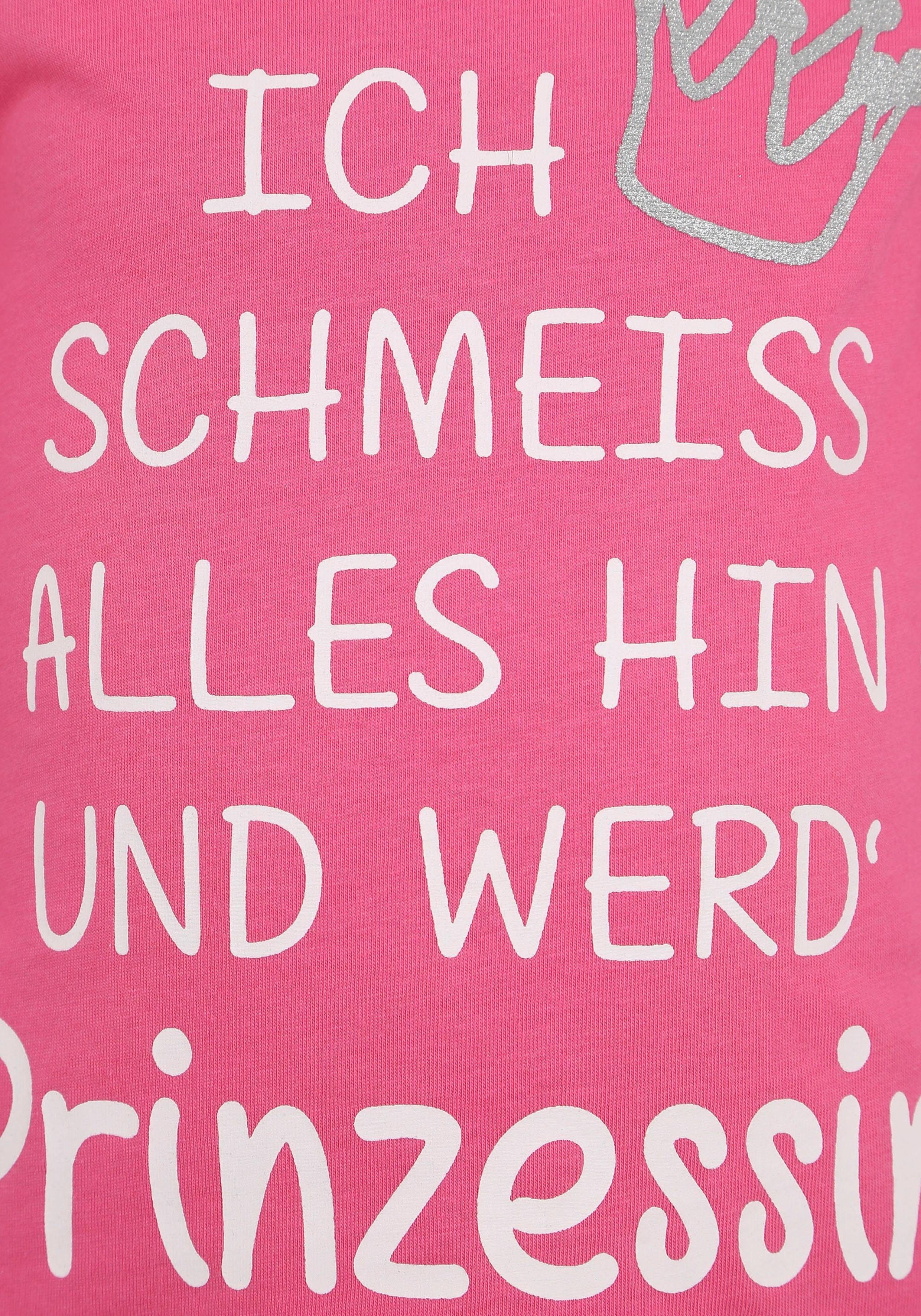 KIDSWORLD Langarmshirt Ich schmeiss alles hin und werd´ Prinzessin langärmlig, Basic-Passform, mit Glitzerdruck