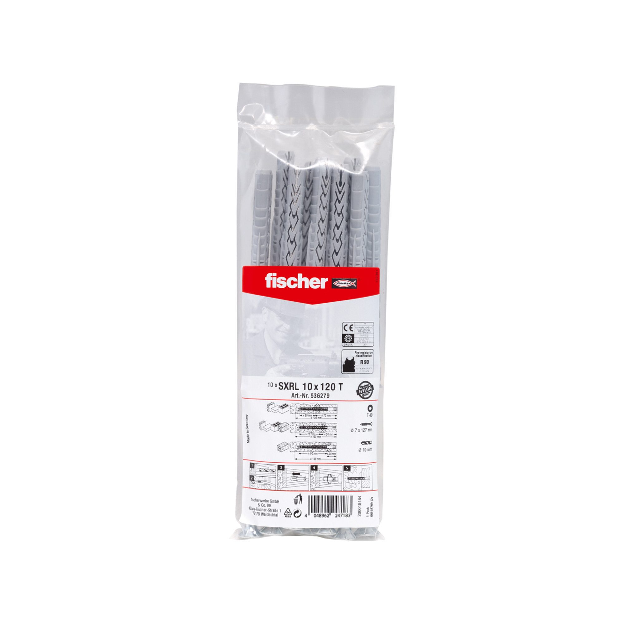 fischer Langschaftdübel fischer SXRL 10x120 T B NV 10 Stk